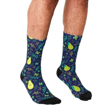 Забавни мъжки чорапи Ананас Тики Любов Зелен модел на Печатни хип-хоп Мъжете Щастливи Чорапи сладки момчета уличен стил Луди Чорапи за мъже