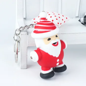 Прекрасен Дядо Коледа LED Ключодържатели, Коледни Украси Светлина, Звук Мини Фенерче Детски Играчки на Жените и Мъжете Страна на Бижута Подарък