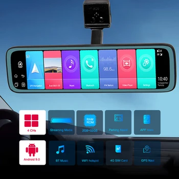Bluavido 4 Камери 4g Автомобилно Огледало DVR Android 9.0 GPS Навигация ADAS HD 720P Видео, WiFi Bluetooth Приложението за Отдалечен Мониторинг