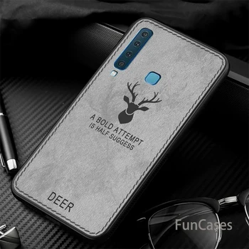 За Samsung Galaxy A9 2018 Case Ретро Текстура Тъкан Елен Pattern Калъф За Galaxy S8 S9 A6 Note 9 Кърпа TPU + PC Case (E1226)