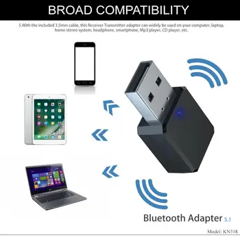 1бр USB Адаптер За PC Компютър, Безжична Мишка Клавиатура AUX Аудио Bluetooth-съвместим Приемник Предавател Безжичен Адаптер