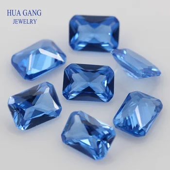 119# Синьо Octangle Форма на Принцеса Нарязани Синтетичен Шпинел Камък За Бижута Размер 3x5mm~10x12mm