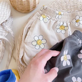 Летни нови момичета sun flower printing shorts 1-6 years children casual cotton all-match shorts