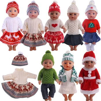 3 Бр./компл. Кукла Пуловер+Шапка+Рокля обувки, Подходящи 18 Инча Американски Момичета и 43 см Детето е Новородено Кукла Zaps Поколение Коледа Момичета