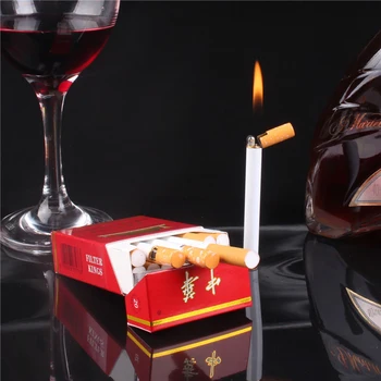 Творчески Мини Компактен Факел Запалка Бутан Газ Метална Цигара Под Формата На Запалки Без Огън Шлайфане Кръг Имат Запалка Открит
