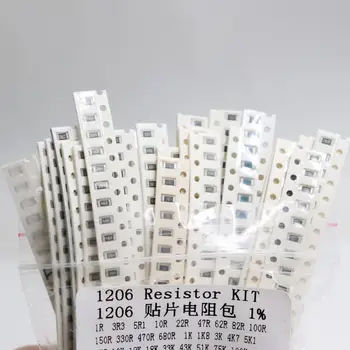 1206 набор от проби, определени резистор 1 ом-1 Ω, 1%, електронни аксесоари резистор SMD, 33 стойността на X, 20 броя = 660 парчета,