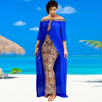 2021 Лято Леопард Свободни Bodycon Мода Открит WomenMaxi Рокля Свободно Време Мозайка Без Презрамки Секси Етнически Стил Африка Vestidos