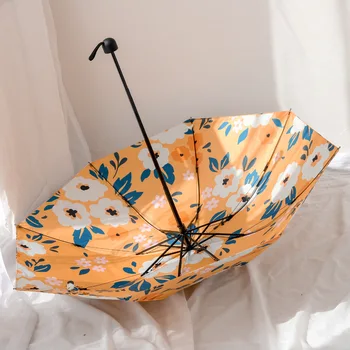 Малък свеж двоен слой от винил цвете слънцезащитен чадър слънцезащитен чадър UV-защита на чадър UPF50+ слънчев чадър с двойно предназначение
