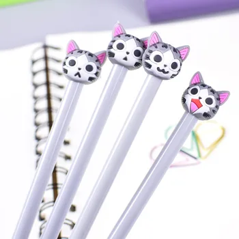 24 бр. творчески скъпа сива котка гел писалка 0.5 мм, черен студентски принадлежности за пишещи средства творчески малко свеж