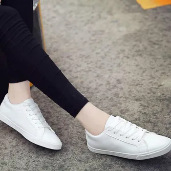 Дамски обувки 2020 новата пролетно босоножка бели обувки дамски изкуствена кожа плътен цвят ежедневни дамски обувки дамски обувки тенис feminino