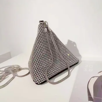 мода триъгълник форма на дамски чанти дизайнерски чанти през рамо луксозни планински кристал crossbody чанта lady drawsting малки портмонета мъкна