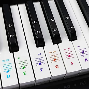 Сменяем прозрачен пиано етикети Азбука Пиано Клавиатура Етикети 25 / 49 / 61 / 76 / 88 ключови бележки персонал електронен орган c50