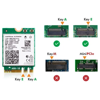 CardKing Intel AX200 NGW 3000Mbps WIFI 6 PCIE M. 2 Адаптер 802.11 ax Dual Band 2.4/5GHz МУ-MIMO Wlan Мрежова карта за Лаптопа