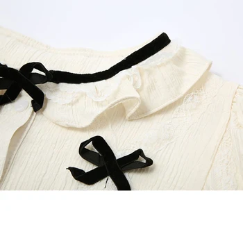 Блуза На Жената 2021 Лято Вълни Сложени Стари Ризи С Къс Ръкав Корейски Чист Стил Винтидж Прекрасни Сладки Съкратен Върховете Дами