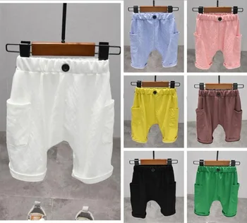 Гореща разпродажба обикновен детски панталони, Детски панталон за малки момчета летен плаж свободни шорти размер :90~130