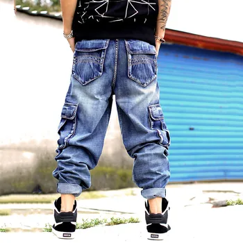 Мулти-чифт дънки за Мъже Свободни прилив на марката Голям размер Широки панталони Корейската версия на хип-хоп Директен инструмент за Скейтборд Дънки