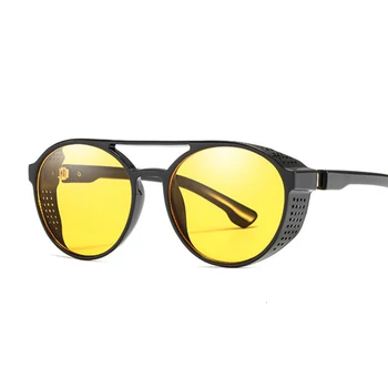 Ретро Кръг Steampunk Слънчеви Очила Дамски Странични Защитни Очила Метална Рамка Готически Огледален Обектив Мъжки Слънчеви Очила