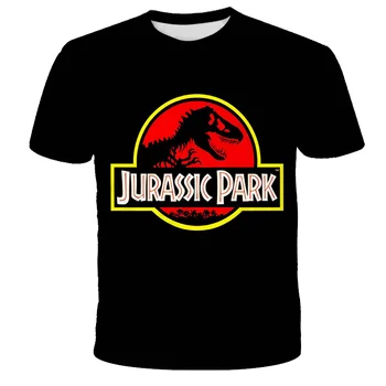 Jurassic Park в 3D Printed O-Neck T-shirt For Childrens Удобна и дишаща тениска от полиестер Популярна сред момчетата/момичетата 4T-14T