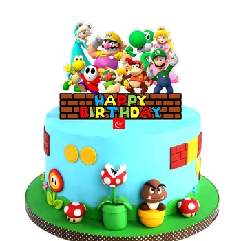 Супер Марио игра аниме mario bros Luigi Yoshi Bowser Cupcake Торта части за Децата Торта за Рожден Ден Украса доставка на подаръци