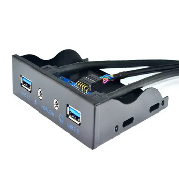 2 Порта USB 3.0 Хъб Дърва HD Audio 3,5 мм Жак за Слушалки и Микрофон Интерфейс на Предния Панел Скоба Адаптер за PC, 20 Pin 3,5