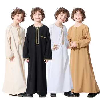 Мюсюлмански мъже Детско дълга рокля thobe for men qamis enfant boy мъжки дрехи jubah muslim men Удобни и дишащи