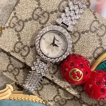 HerHome Fashion Women Full Crystals Jewelry Watches Luxury Кристал Bracelet Watch Водоустойчив кварцов Римски Ръчен часовник Lotus