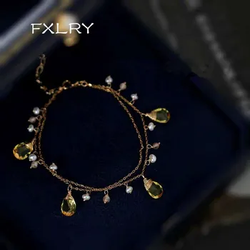 FXLRY мода ръчно изработени от естествени перли елегантен двуслойни crystal чар гривни за жени, бижута и аксесоари