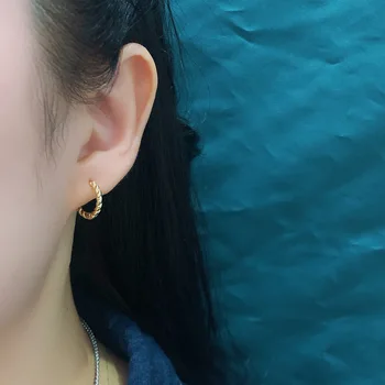 SIPENGJEL Малки Модни Сребърни цветове Кръгли Обеци обръч прости Корейски Златни Обеци Обръч За жени Бижута