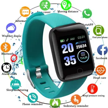 1PC 116PLUS Smart Bracelet Watch Color Screen Heart Rate Blood Pressure Monitoring Track Movement Водоустойчив Персонализиран Екран