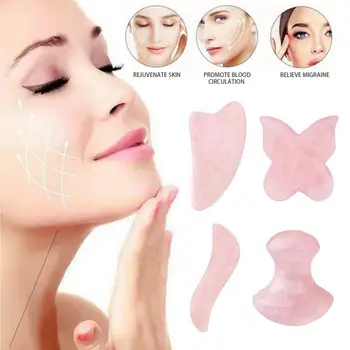 Natural Gua Sha Scraping Board Rose Quartz Body Face Massage Tool Face-lift Anti-пуфи Lymphatic Relax Massage Tool Beauty Care