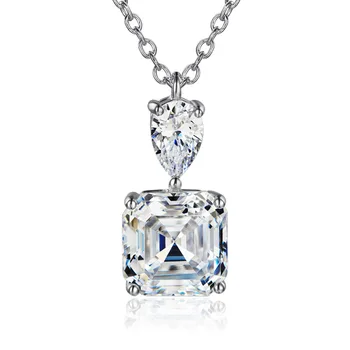 Романтичната Принцеса cut Lab Diamond висулка сребро 925 проба Партия Сватбен Висулка верига necalace за жени Сватбени декорации