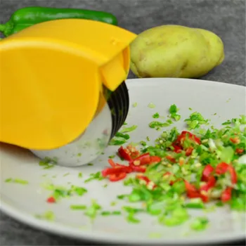 Ръчно кухня домакински неръждаема стомана на острието зеленчуци лук валяк билков валяк slicer мелачка hocking нож на 6 ръце