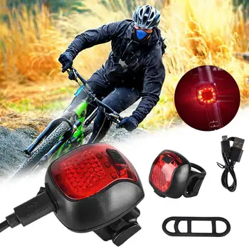 LED Мотор Задна Задна Светлина USB Зареждане на Велосипеди Светлина 5-Режими за Разширяване на Осветление Колоездене Предупреждение Фенерче Аксесоари под Наем