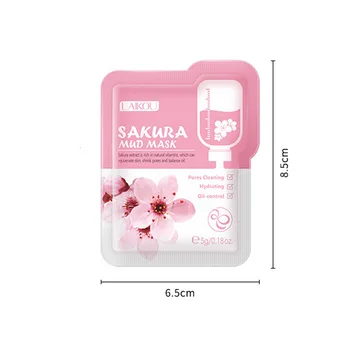 LAIKOU 5pcs Japan Sakura Mud Face Mask Anti Wrinkle Night Лицето Пакети Skin Clean Dark Circle Moisturize Anti-Aging Skin Care