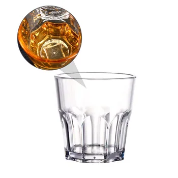 4шт Чаша Акрилни Прозрачни Чаши Хотел Нечупливи Чаши Напитки Уиски Осмоъгълник Чаша с Атрактивен Дизайн Зърно Чаши