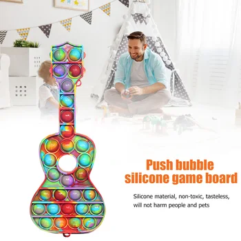 Guitar-shape Push Bubble Sensory Toy for Аутизъм Squishy Stress Reliever Toys Adult Kid Смешни Anti-stress антистрес