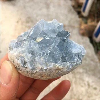 Естествени необработени сырцовые сини кристали geode клъстер celestite заживляющие камъни за минерални проба