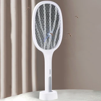 2 в 1 10 LED Trap Mosquito Killer Lamp 3000V Electric Bug силен критик USB Акумулаторна Лятна Мухобойка Капан за Мухи, насекоми