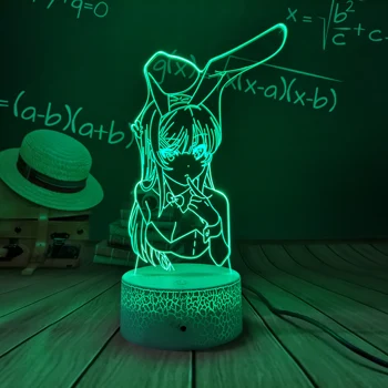 Аниме Waifu Mai Sakurajima Led Night Light for Спалня Декор Mai Light Gift for Friend Sakurajima Бъни Момиче Led Lamp Аниме Gift