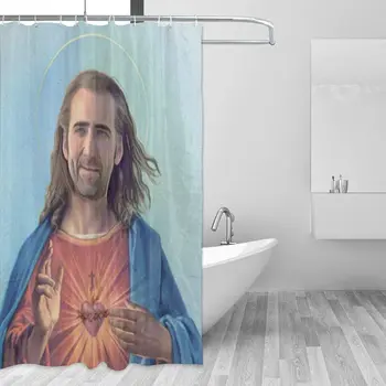 Junip Nicolas Cage As Jesus Shower Curtain Set For Bathroom Decor Водоустойчив Полиестер Душ Завеса