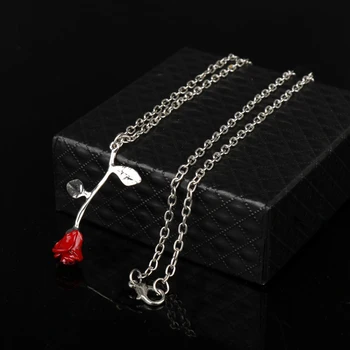 MQCHUN Rose Flower Изявление Necklace Women Charm Maxi Choker Beauty and the Beast Jewelry Women -30