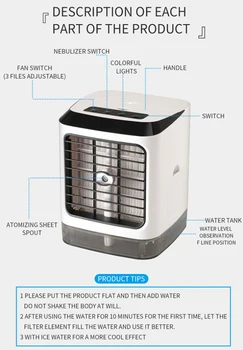 С дистанционно управление на вентилатора на климатика въздушен охладител мини тристепенна режим на охлаждане вентилатор air frost климатик Dropship