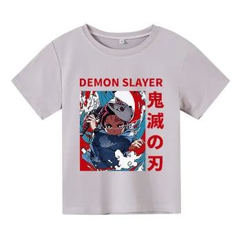 2021Summer Момчета и Момичета от Детска тениска Harajuku Demon Slayer Kimetsu No Yaiba Childrens Смешни Top 4T-14T