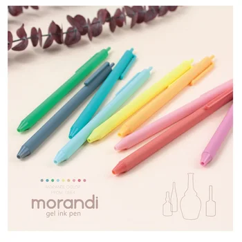 9шт Моранди Color Gel Ink Pens Set Click Type 0.5 мм Химикалка Писалка за маркер Подложка за Рисуване Боя Офис Ученически Пособия A6235