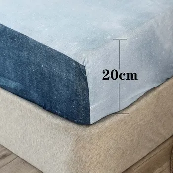 GOANG Polyester Blue Night Sky Reactive Prined Fitted Sheet Еластична лента матрак цилиндър Спално бельо King Size Чаршаф