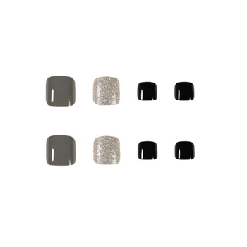 GAM-БЕЛ Black Моранди Glitter False Toe Нейлз Full Artificial Short Artificial False Нейлз Beauty Press On Nails Decoration