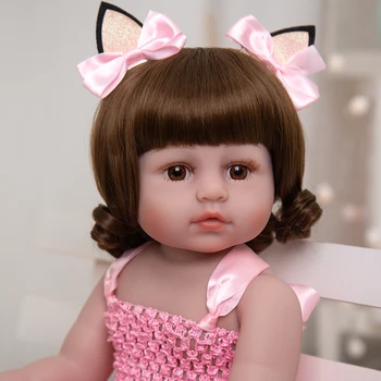KEIUMI 22 Инча Прекрасен Reborn Baby Doll Пълен Силикон Карикатура Bebe Кукли За Момичета Момчета Играчки на Децата Партньор Коледни подаръци