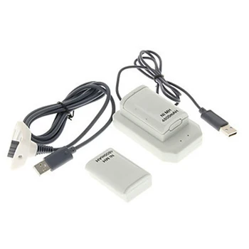 Двойна Акумулаторна Батерия + USB Зарядно Устройство за Кабелен Пакет за Безжичен контролер XBOX 360 @M23