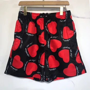 Уличната мода шорти Amiri Amiri red heart-shaped love drawstring мъжки и дамски плажни шорти панталони