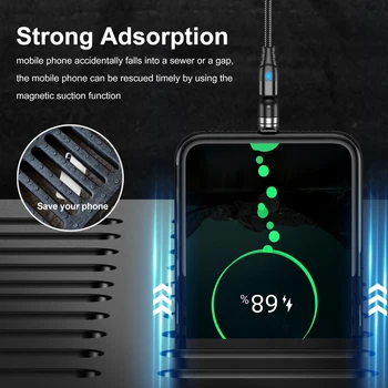 540 Въртящ се Магнитен Кабел, Бързо Зареждане на Магнитното Зарядно Устройство Micro USB Type C кабел Кабел за Мобилен Телефон Кабел За iPhone Samsung Xiaomi
